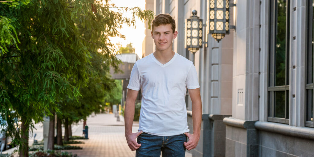 Houston guy's senior pictures. Downtown Houston by Flint Photography