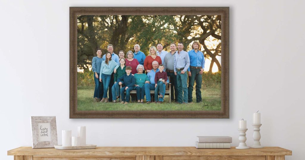 Heirloom family portrait of a large family made near Round Top, Tx