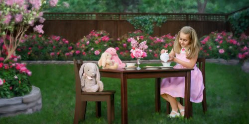 Fina art children's portrait "Tea Party". Made near Round Top, Texas 